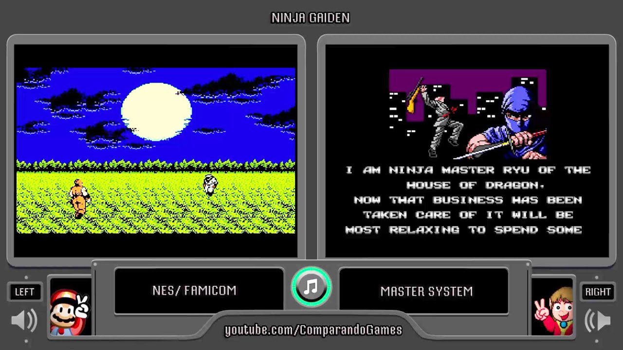 Ninja Gaiden (NES vs Master System) Side by Side Comparison