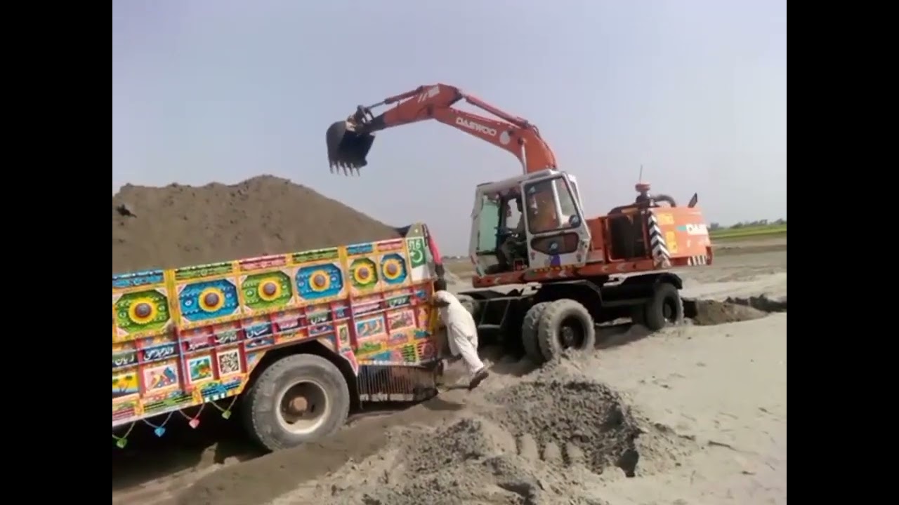 Sand Filling in trucks || River Chenab || #construction #youtube #work