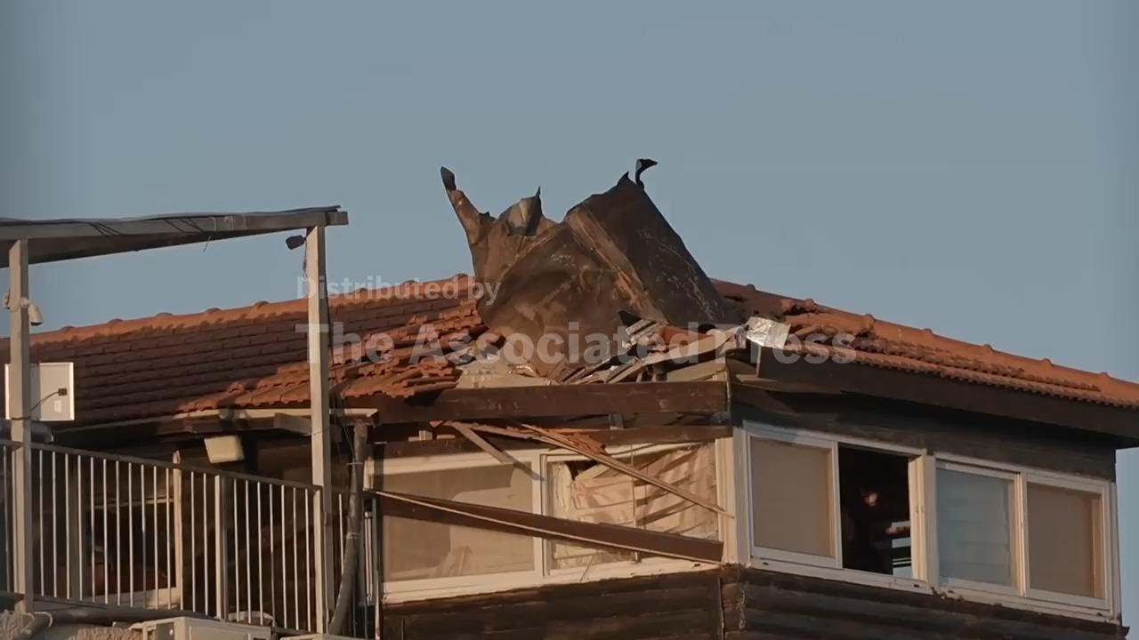 Shrapnel seen on roof in East Jerusalem from interception of Iranian missile