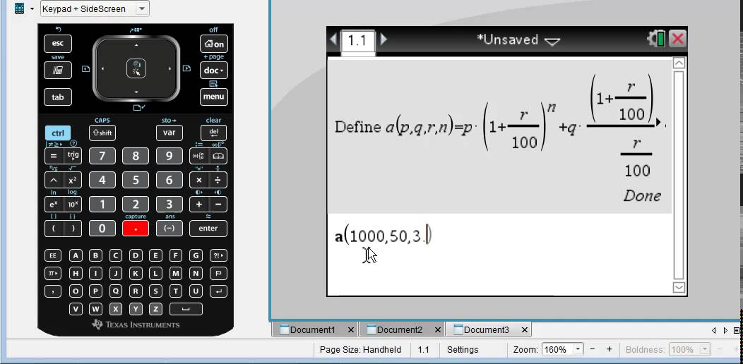 TI-nspire CAS-CX - Formulas and Variables