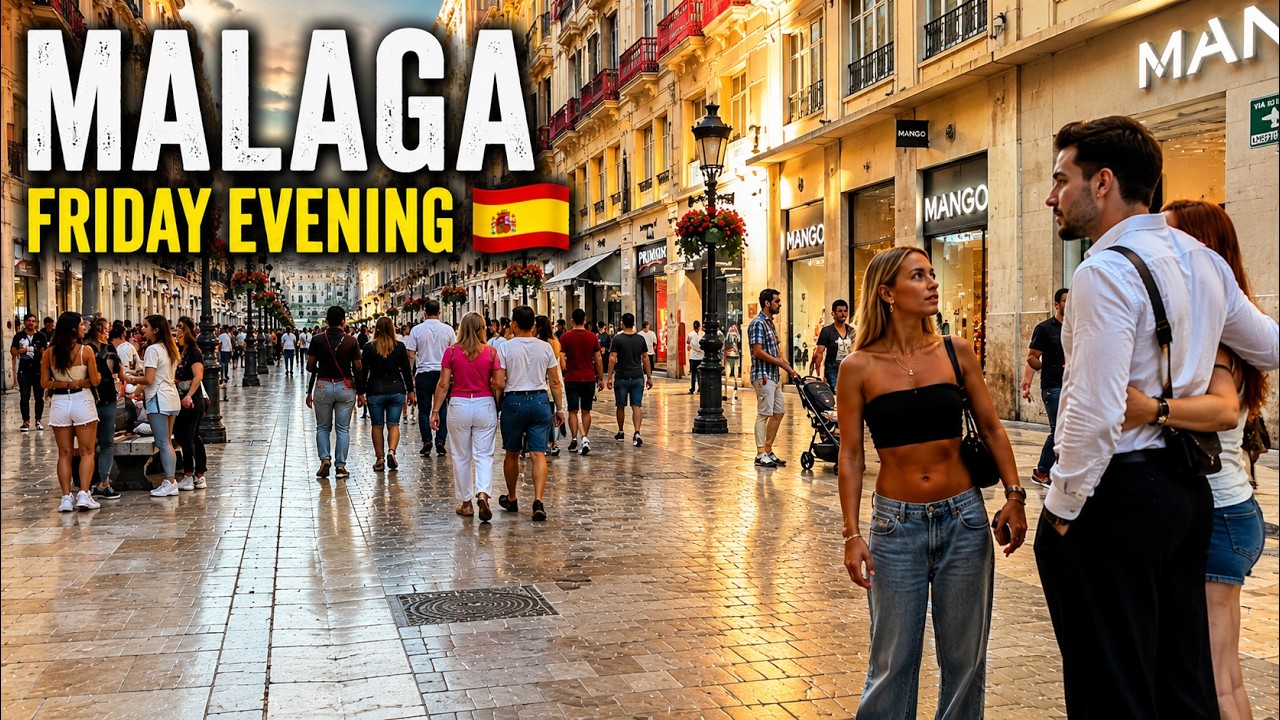 Malaga Evening Walk 4K 🇪🇸 | Busy Friday Streets & Restaurants