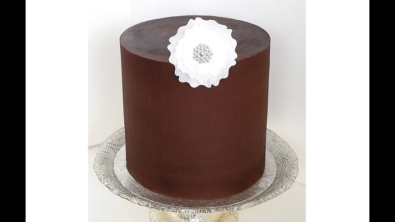 Frosting a Cake with Ganache - With Straight Sides & Sharp Edges - Frosting a Double Barrel Cake