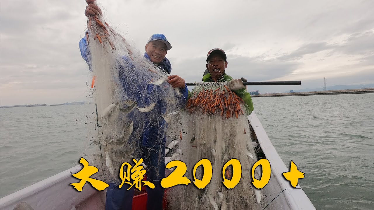 阿烽带阿雄出海敲鱼放虾网，没想到撞上海底鱼群，大赚2000+