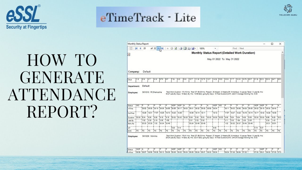 How to generate biometric attendance report in essl etimetracklite software @esslsecurity-z2n