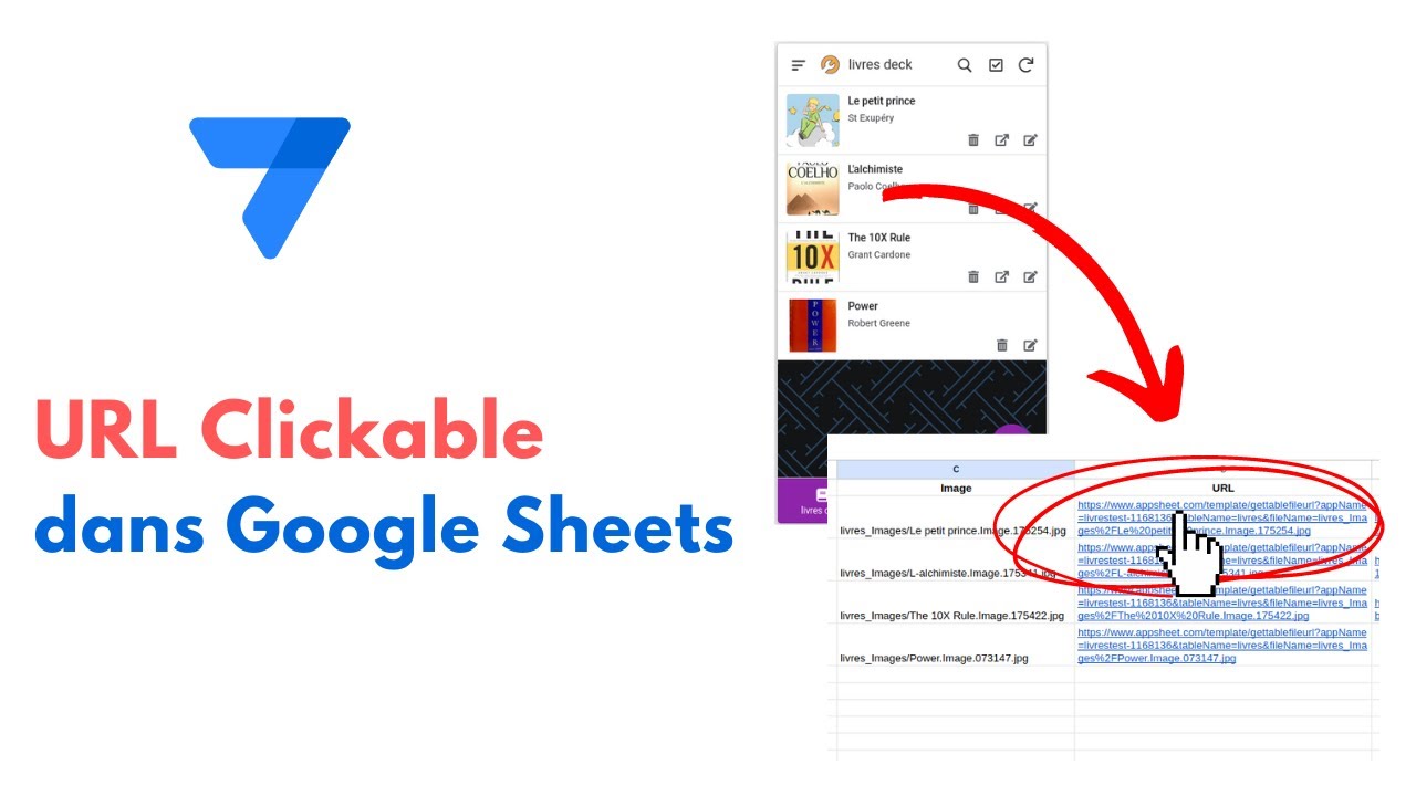 Créer un lien clickable dans Google Sheets pour une Image importée depuis AppSheet