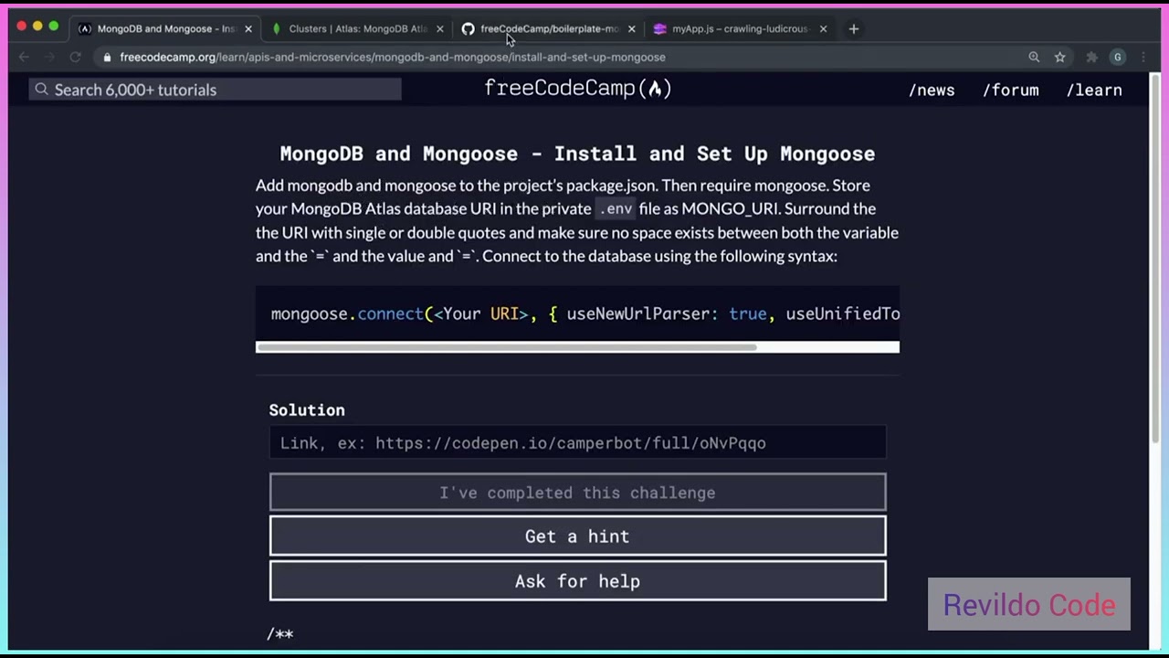 Install & set up mongoose | Mongodb full course | Full tutorial for beginners | #revildo_code