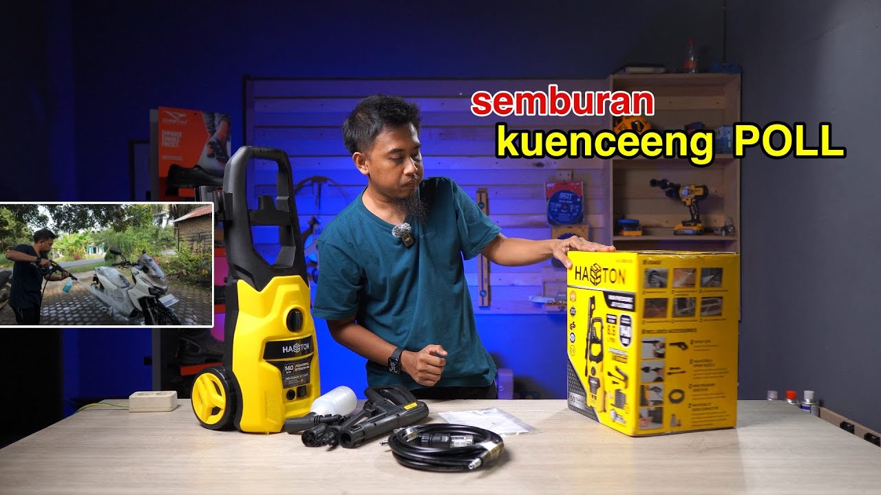 versi baru! gilak aj 140bar gk nyampe sejuta - HASSTON Art.3600-018 HIGH PRESSURE WASHER JET CLEANER