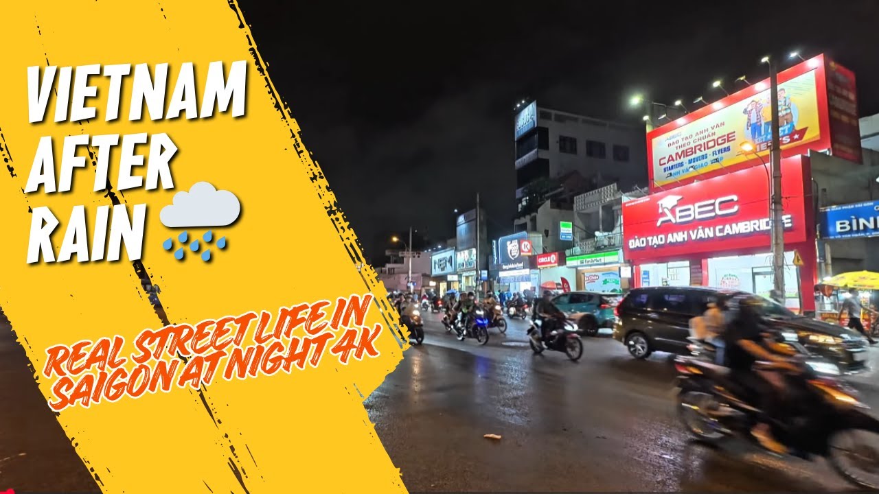 Vietnam After Rain 🌧️  Real Street Life in Saigon at Night 4K