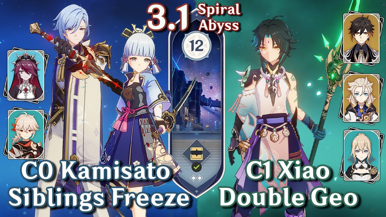 Spiral Abyss 3.1 - C0 Ayato Ayaka Freeze & C1 Xiao Double Geo | Floor 12 Full Stars | Genshin Impact
