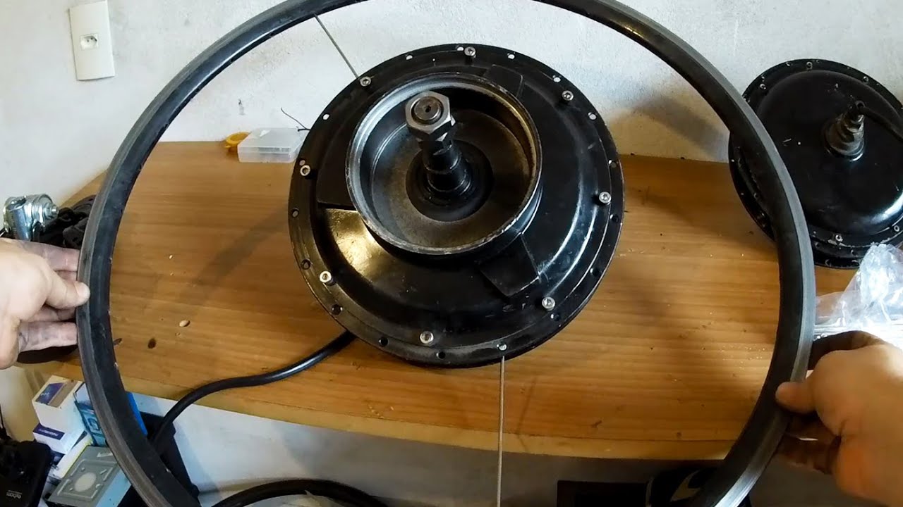 Motor de Moto em Roda de Bike, consegui os raios! Encaixe da bateria no quadro + motor ScooterBrasil