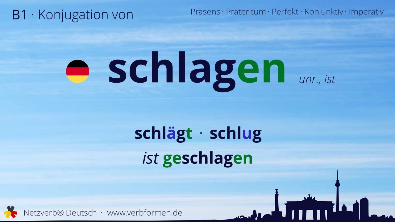 Konjugation des Verb „schlagen“ (ist) - alle Zeitformen lernen, Übersetzung, Tutorial