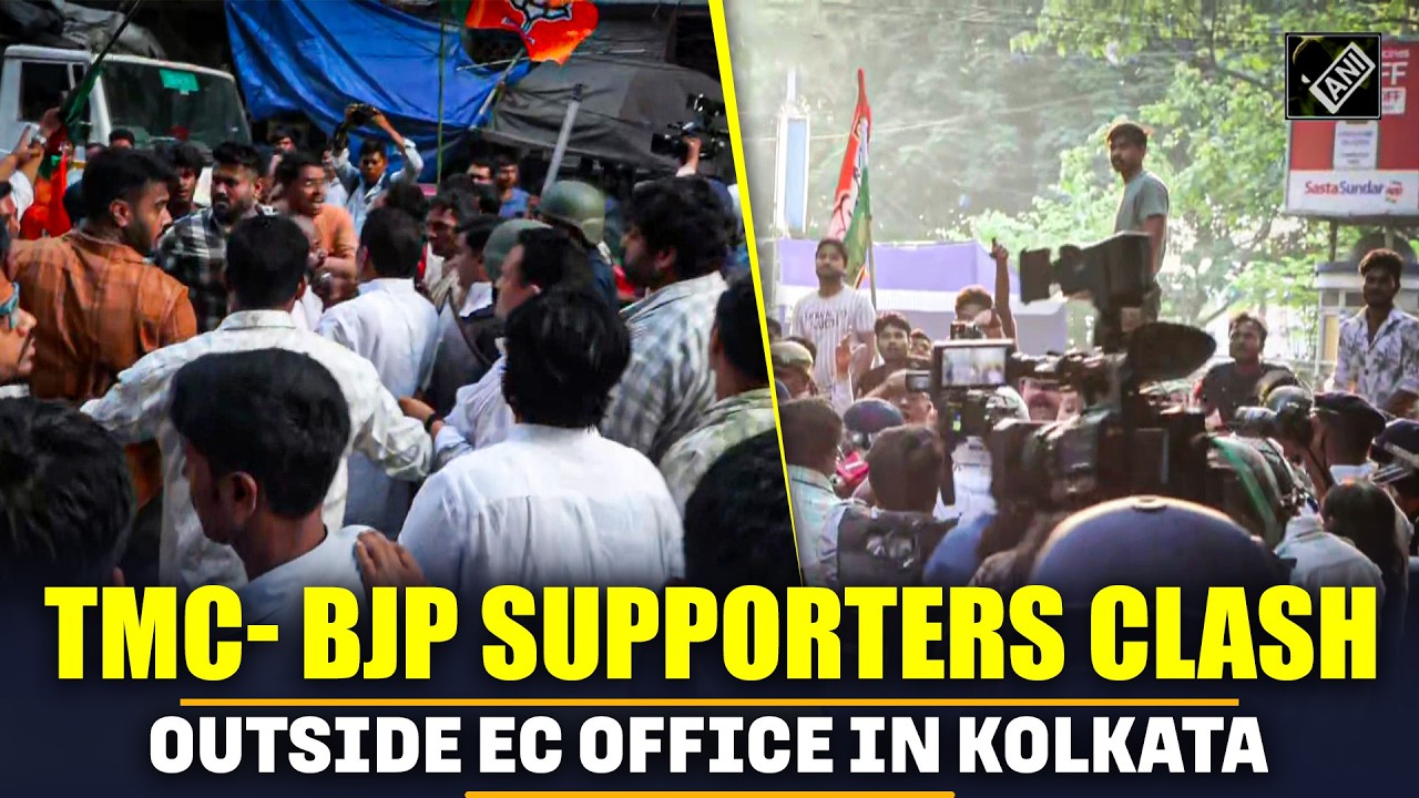TMC and BJP Supporters clash Outside Election Commission office in Kolkata | West Bengal Elections
