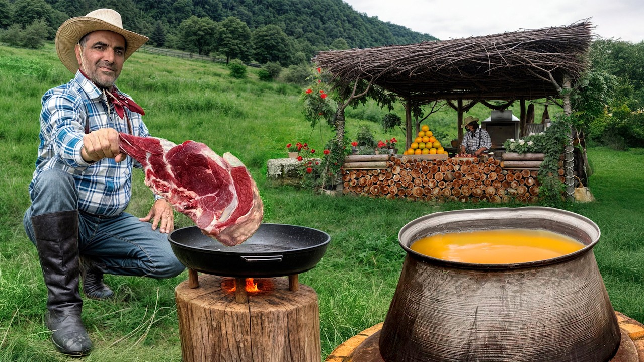 Steak Tomahawk Ribeye Grillé sur Feu de Bois! Un Goût Sauvage Venu Des Montagnes