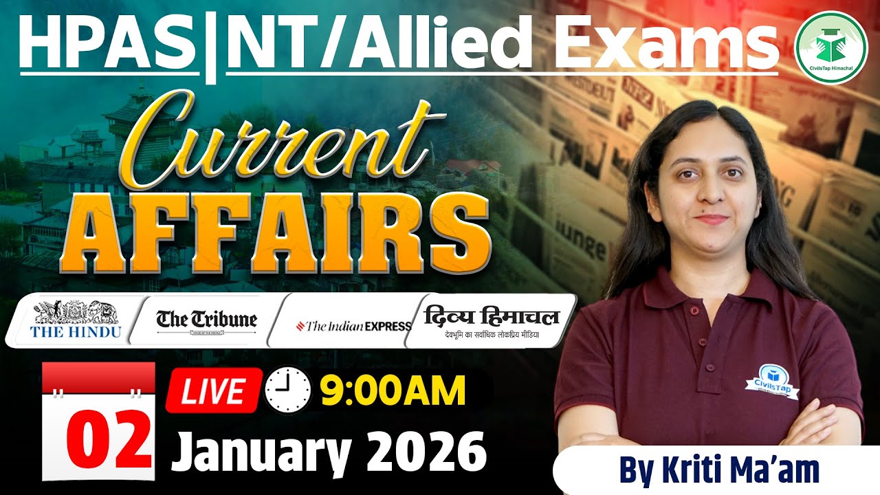 Himachal Daily Current Affairs Quiz & MCQ, 2nd January 2026 | HPAS/Allied/NT Current Affairs 2025