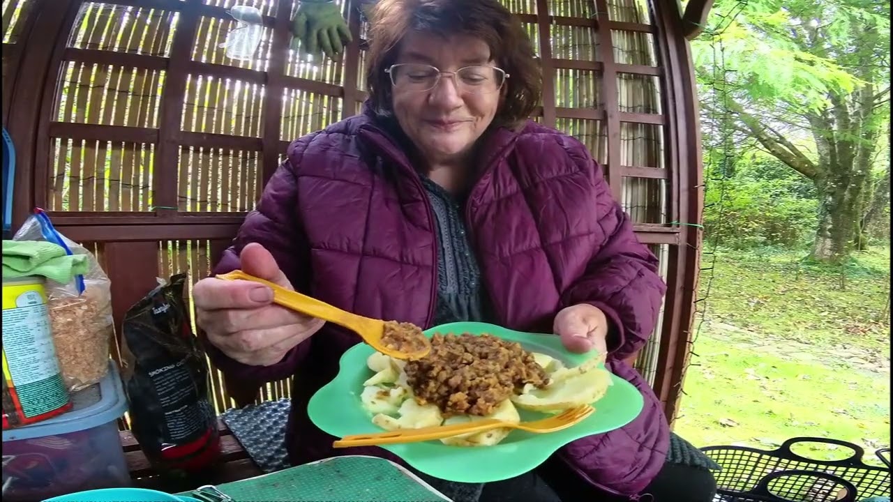 OUTDOOR COOKING LENTIL CURRY IN THE GAZEBO