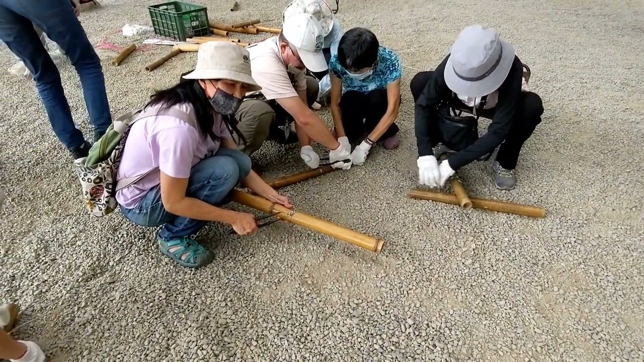 如何將鐵絲箍緊竹管、水管、木棍、鋼筋等等 - 台北客家農場竹構課程