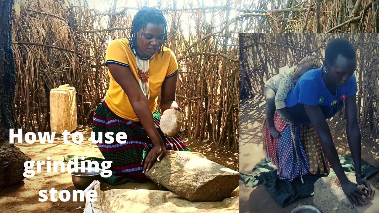 Typical African village life// how to use a grinding stone 🪨