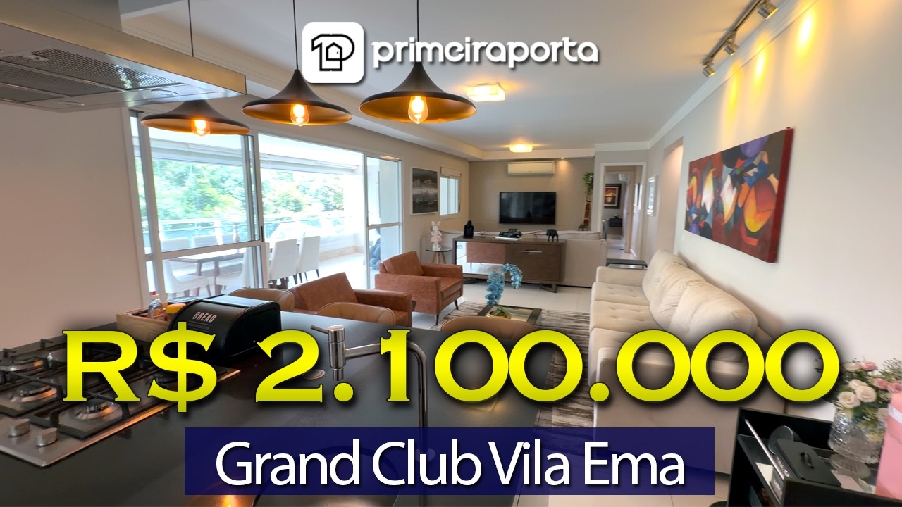 LINDO APARTAMENTO NO GRAND CLUB VILA EMA COM 182m E 3 SUÍTES! ÓTIMO ACABAMENTO!