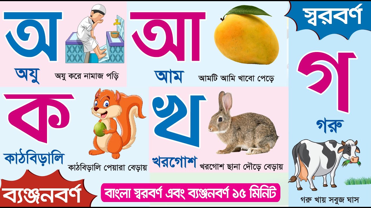 স্বরবর্ণ শিক্ষা অ আ ই ঈ | Sorborno | ব্যঞ্জনবর্ণ শিক্ষা ক খ গ ঘ | Banjonborno | বাংলা বর্ণমালা শিখি