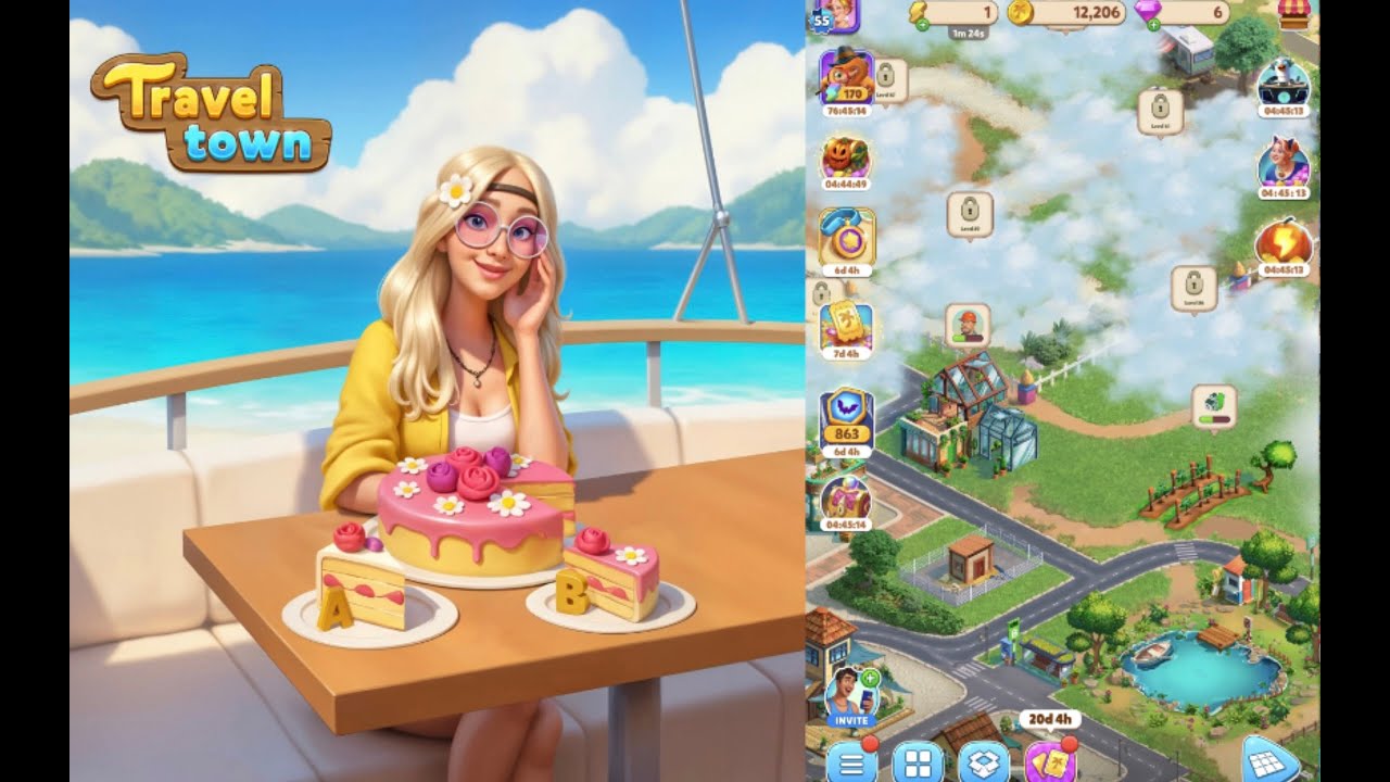 Travel Town - Merge Adventure | Level  55  Part 123 🐚🥗 #merge