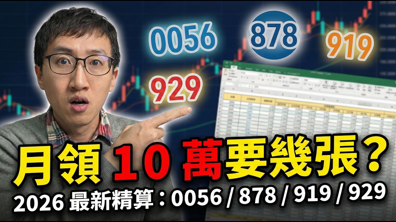 2026 最新精算：月領 1/3/5/10 萬，0056／00878／00919／00929，要存幾張？