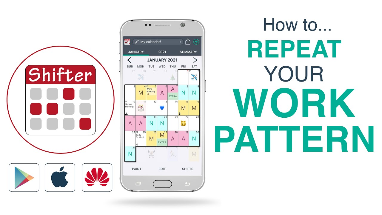 SHIFTER CALENDAR APP - How to repeat your work pattern 📅