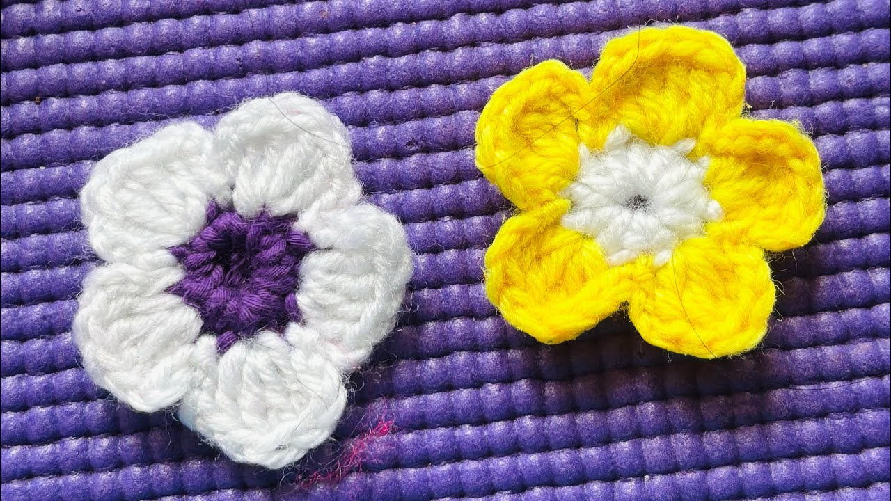 Crochet Flower🌸Easy 5 patels flower 🌸🧶