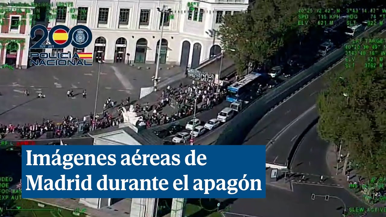 Imágenes aéreas de Madrid durante el apagón