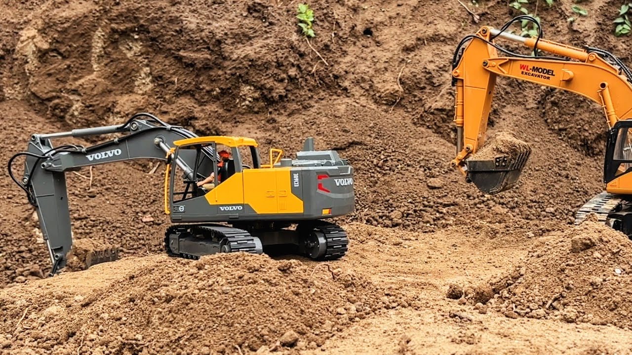 Awesome RC Construction - Double RC Excavator WL16800 & Volvo E598 (EC160e)