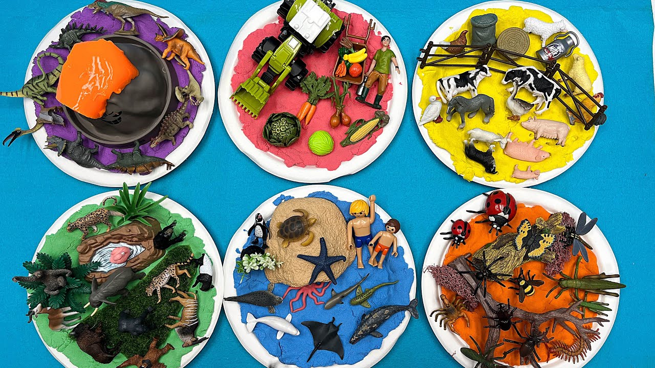 6 Type Mini World Diorama | Safari Jungle Farm Bugs Dinos