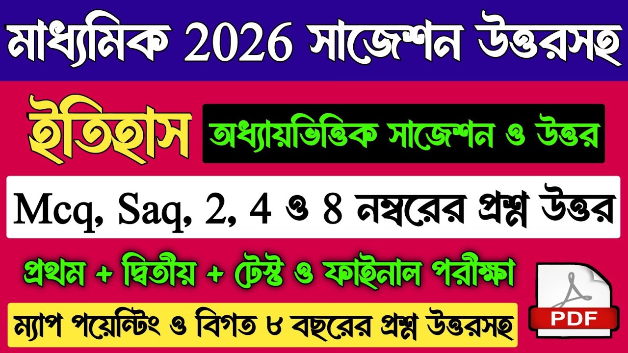 Madhyamik History Suggestion 2026 | Wbbse Class 10 History Second Unit Test Suggestion 2026