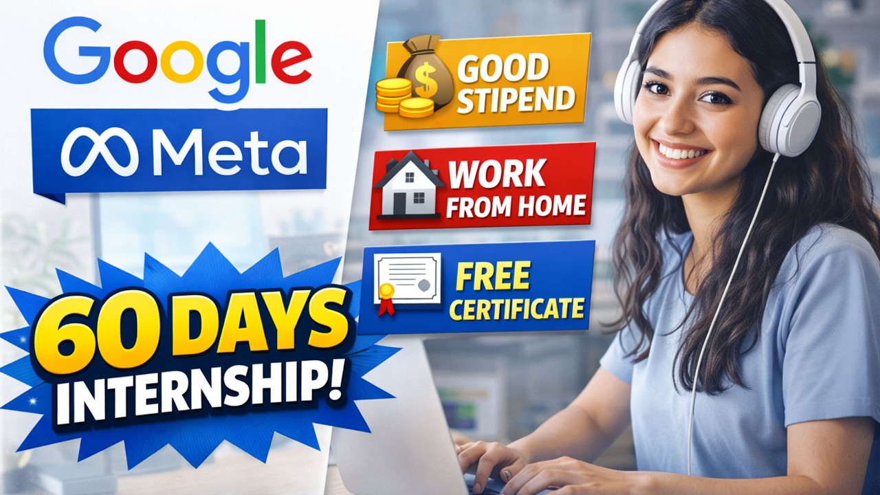 60 Days Internship | Work from Home | Good Stipend | Google & Meta Internship