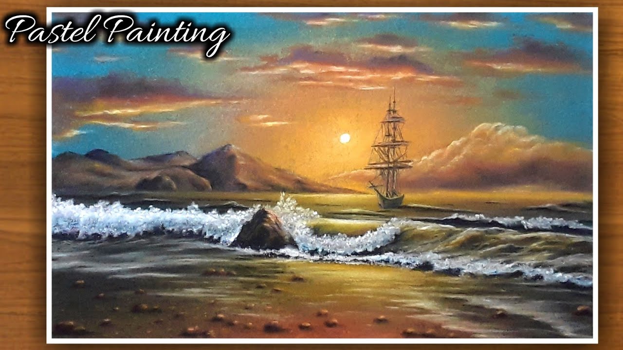Painting Beautiful Sunset Seascape | Pastel Paintings | Soft  pastel art