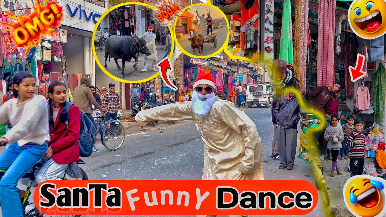 Santa Funny Crazy Dance in Public🤣 || Public Shock😲 || Dboy ON Rock 😂