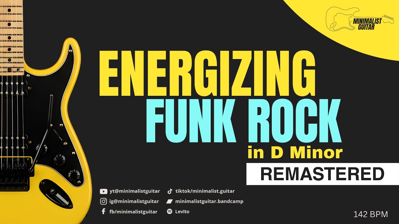 (REMASTERED) Energizing Funk Rock | Guitar Backing Track in D Minor | 142 BPM