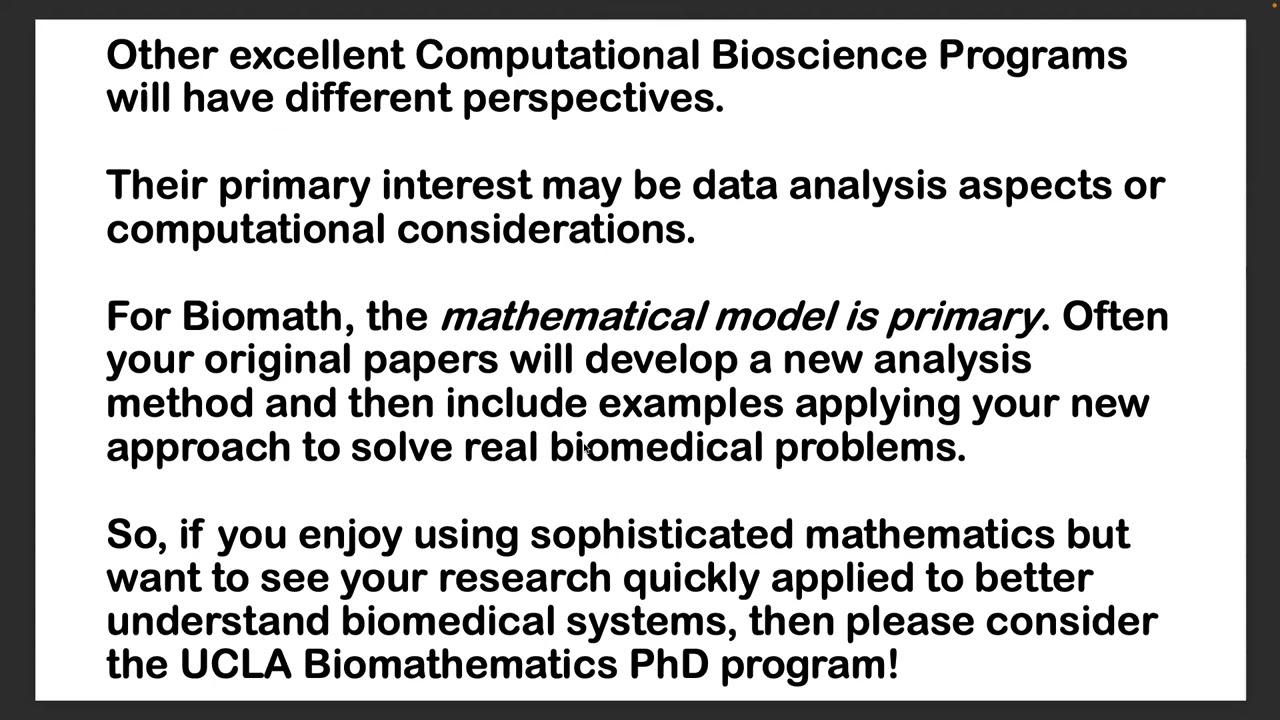 Overview of Biomath PhD Program | Oct 19th 2022