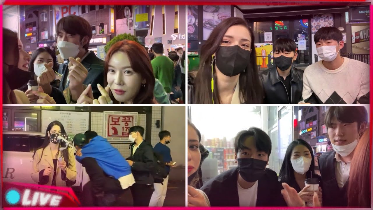 اصدقائي الكوريين ظهروا في اللايف 😭 كوري احرجني امام الناس 😂 لايف كثير ممتع في شوارع كوريا 🇰🇷