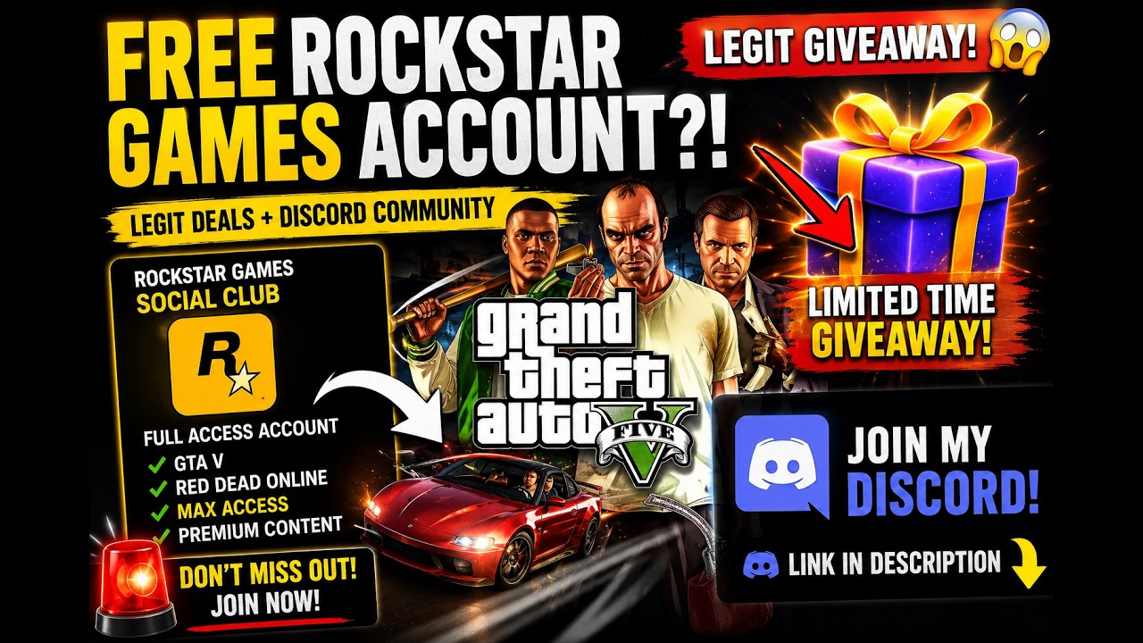 🔥 FREE Rockstar Games Account Giveaway 😱 (Legit Deals + Discord Community)