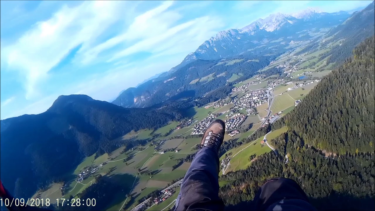 Gleitschirmflug Hohe Salve Startplatz Nordwest und Landung in Söll