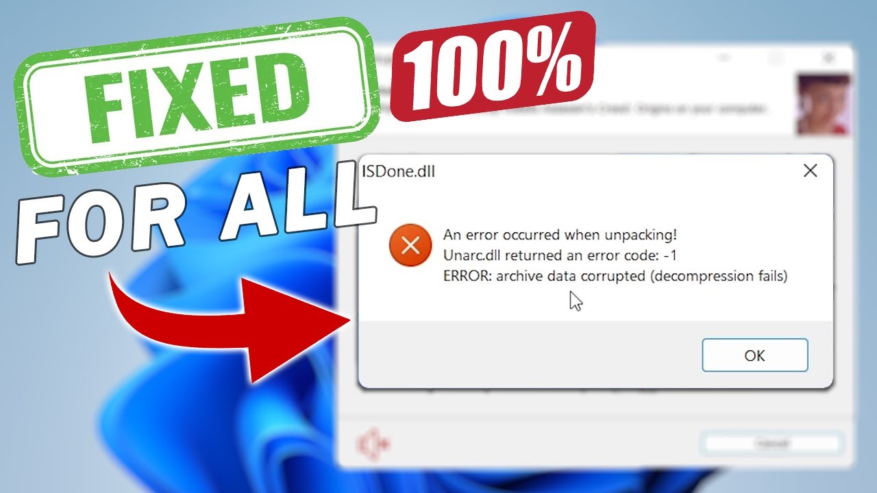 Fix an error occurred when unpacking unarc.dll returned an error code 1 error archive data corrupted