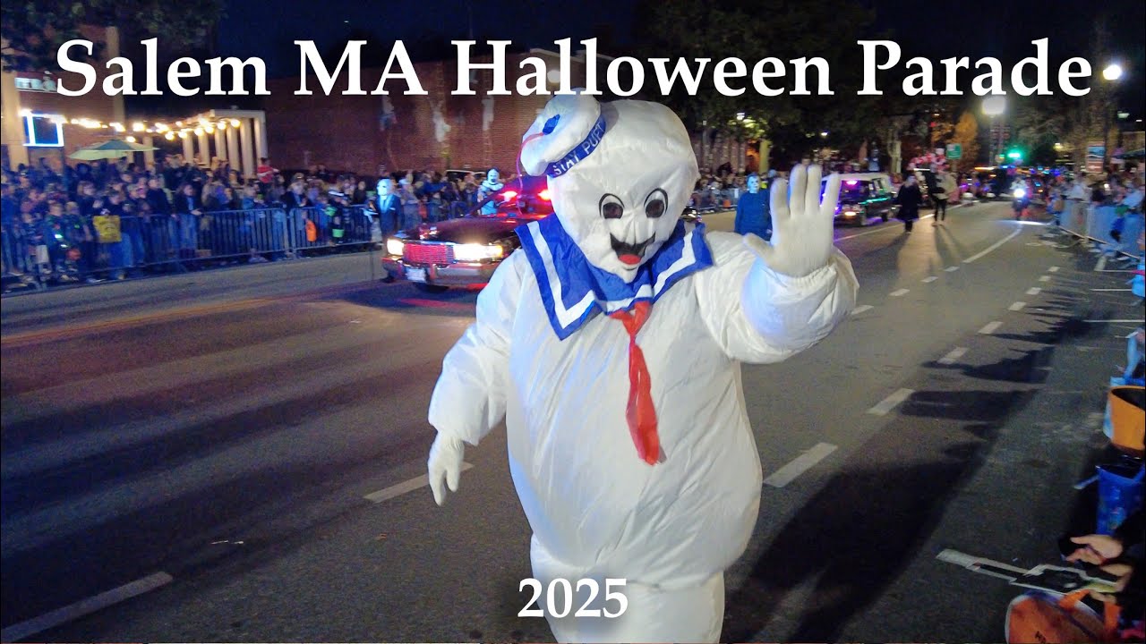Salem MA Halloween Grand Parade 2025 – Fun Costumes & Crowds from Derby St (4K)