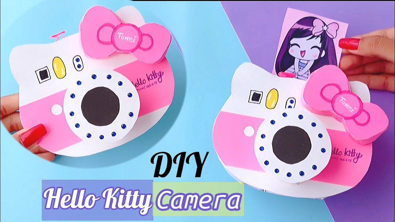 How to make paper hello Kitty camera / Handmade hello Kitty camera / DIY hello Kitty camera