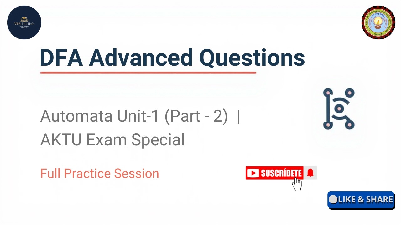“Automata Unit-1 DFA Questions(P - 2 ) | High-Weightage AKTU Problems | Complete Exam Practice”