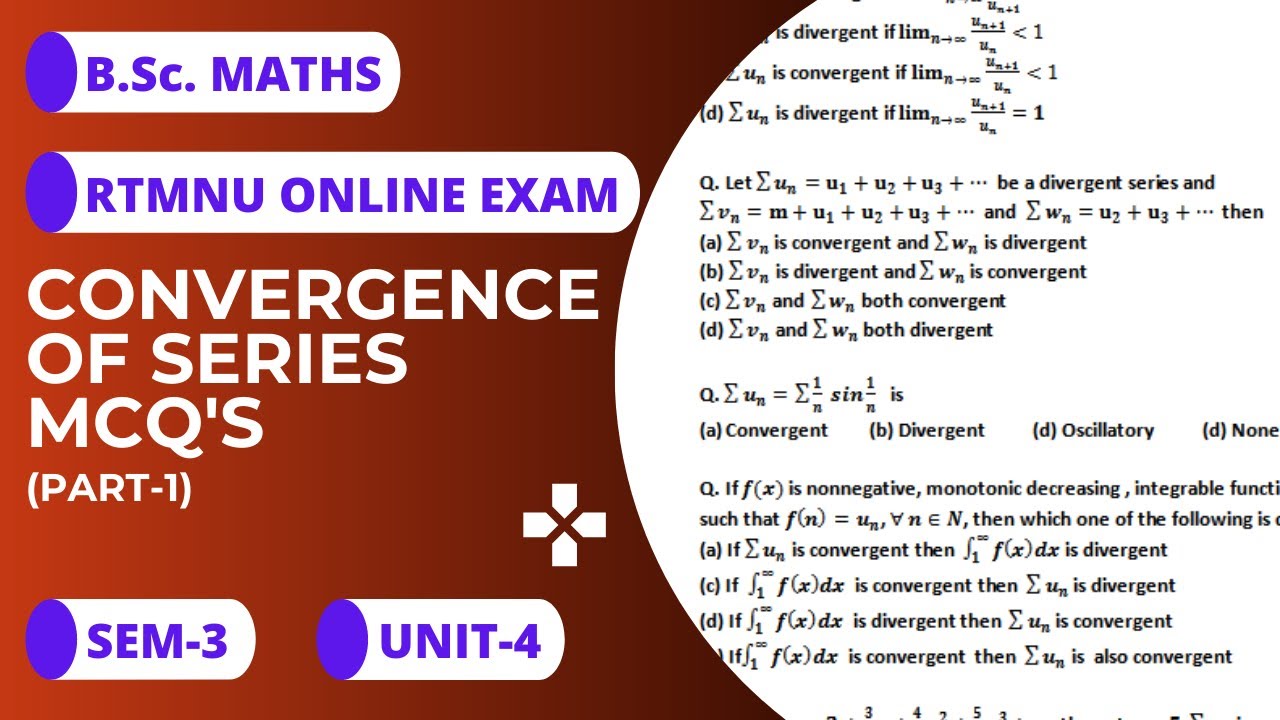 MCQ's on Convergence of series for B.Sc. | RTMNU | Part-1| B.Sc. Maths | Nagpur university