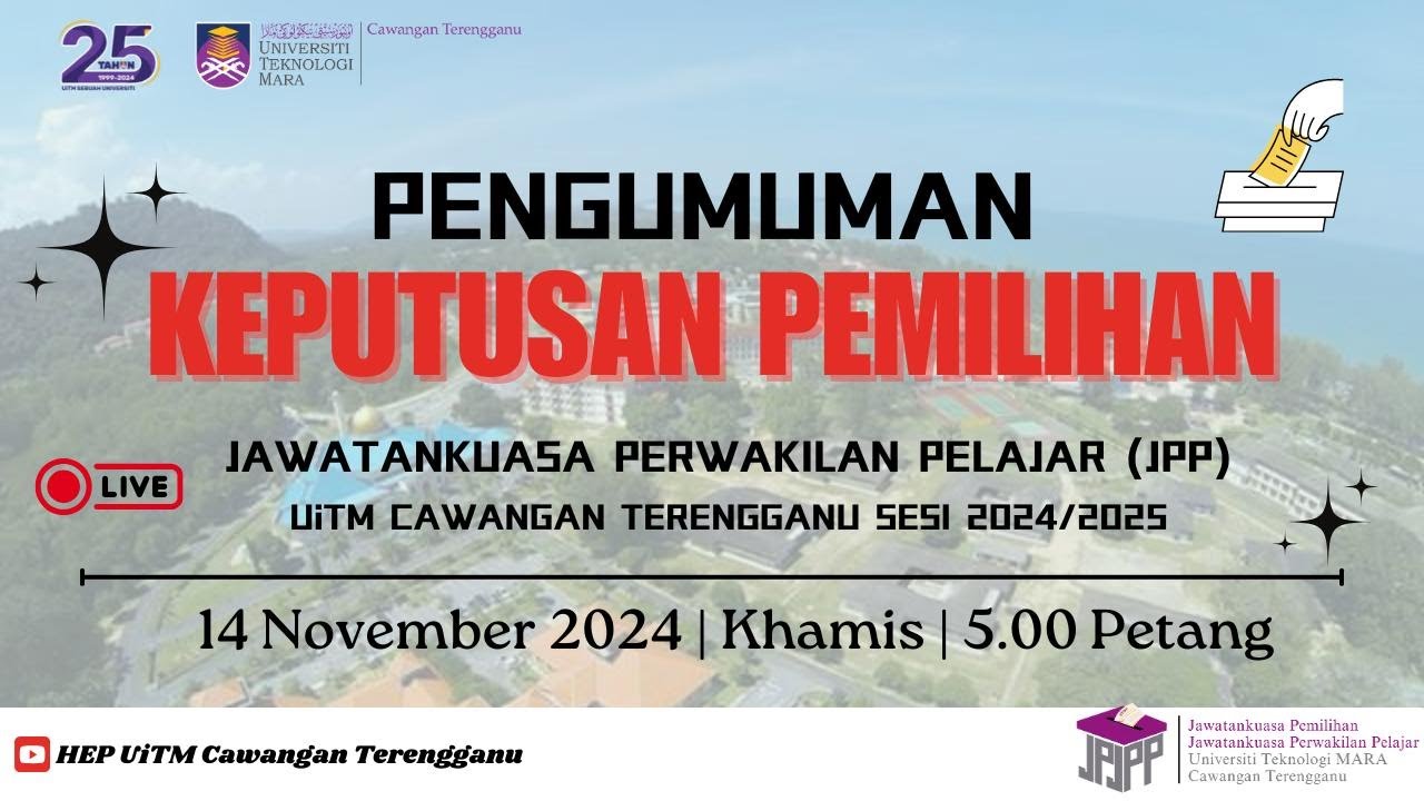 PENGUMUMAN KEPUTUSAN PEMILIHAN JAWATANKUASA PERWAKILAN PELAJAR SESI 2024/2025
