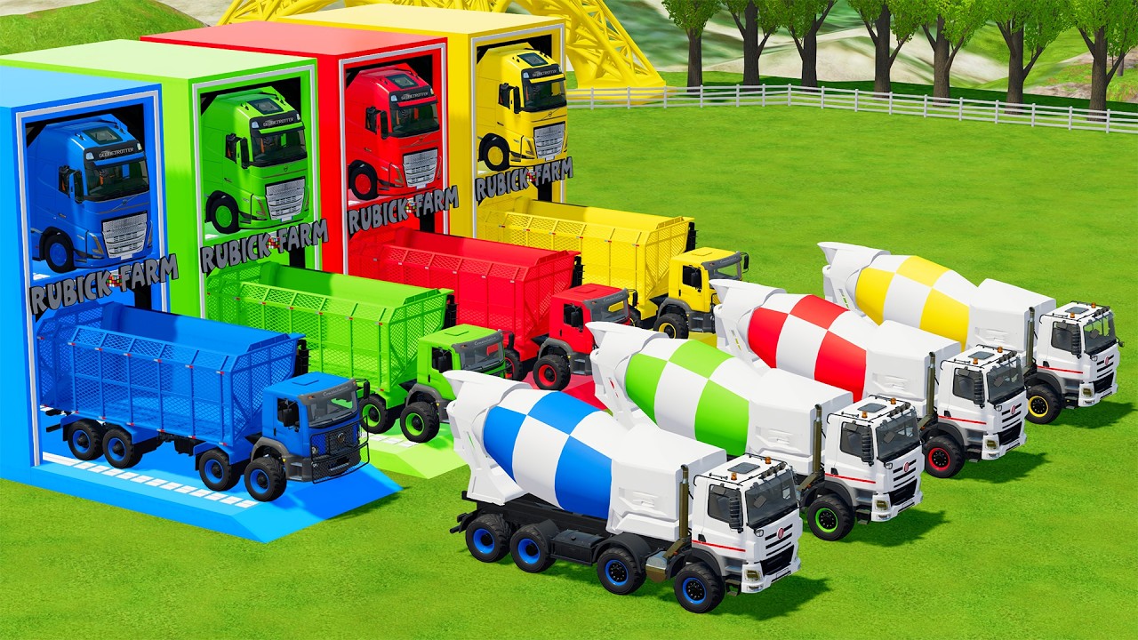 Garage with Colors - ALL MIXER TRUCK WITH DOUBLE FLATBED TRAILER TRUCK, VOLVO, VOLKSWAGEN, TATRA