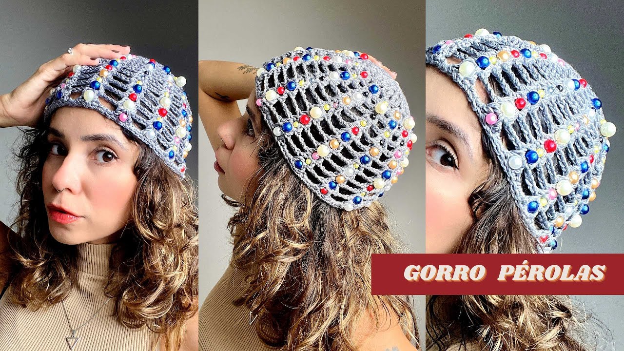 GORRO DE CROCHÊ COM APLICAÇÃO DE PÉROLAS - TUTORIAL PASSO A PASSO EM LIVE!