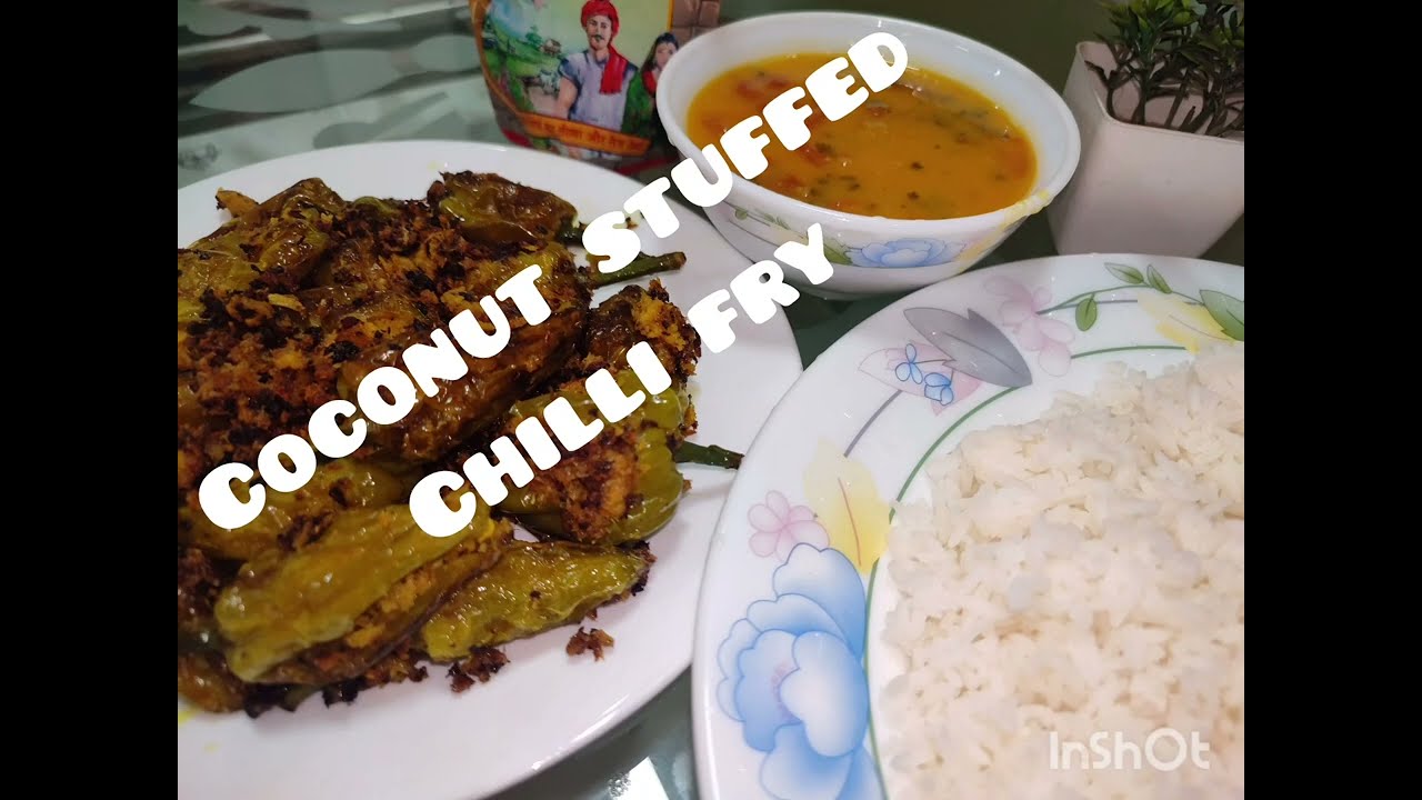 coconut stuffed chilli # mirchi fry # bharwa mirch # cooking # recipe.