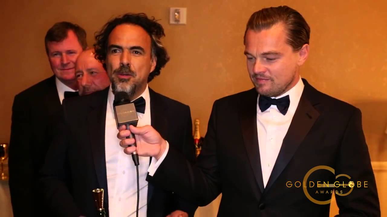 Leonardo DiCaprio  Alejandro Inarritu Side Stage Interview  Golden Globes 2016