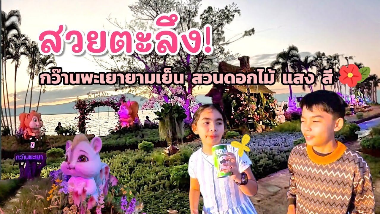 (ไทย/English) เย็นนี้ที่กว๊านพะเยา✨แสงสี ดอกไม้ ลมหนาว | เดินเล่นยามเย็นกับครอบครัว บรรยากาศตะลึงมาก